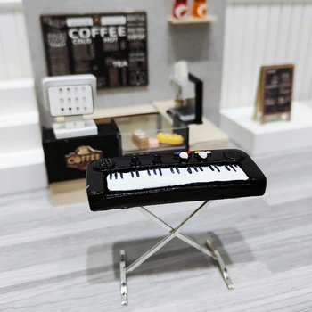 1:12 Lėlių namelis Miniatiūrinė elektroninė klaviatūra Fortepijonas Muzikos instrumento modelis Ornamentas Namų dekoras Žaislinis lėlių namelis Aksesuarai