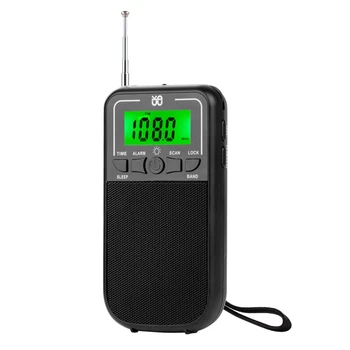 1 gabalas Nešiojamasis AM FM radijo tranzistorinis radijas su LED žibintuvėliu Juodas avarinis kišeninis 
