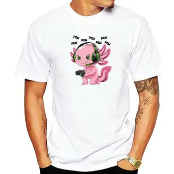 100% medvilnė Gamesolotl Video Gamer Axolotl Kawaii Anime Dovana Vyriški naujutėlai Moteriški Casual Harajuku Fashion Tee Streetwear
