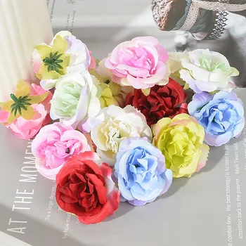 100vnt 4cm Dirbtinė gėlė Šilko rožės žiedo galvutė vestuvių vakarėliui Namų dekoravimas 