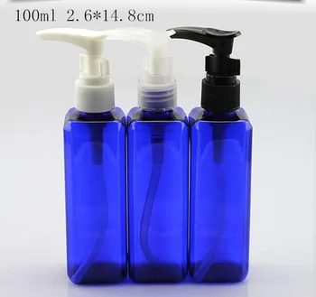 10ml skaidrus mėlynas plastikinis siurblys kvadratinis tuščias pakuotės buteliukas Losjonas dušo želė Šampūnas Originales Pakartotinai užpildomas mėginys Tuščias butelis