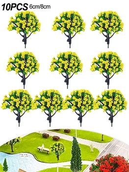 10vnt Geltonų samanų dekoratyvinis netikras gėlių medžio scenos išdėstymas 6*8cm sodo vejos ornamentui Festivalio namų dekoravimui.
