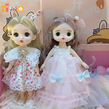 16cm lėlių rinkinys 1/8 Bjd lėlės pilnas rinkinys lėlės mergaitėms vestuvės Suknelė Lėlės su drabužiais Vaikiškos lėlės Kamuolys Žaislai Gimtadienio dovana
