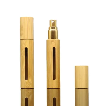 1PC 5ML 10ML aliuminio kvepalų buteliukas Pakartotinai užpildomas kelioninių kvepalų purkštuvas Mini bambuko medienos purškimo buteliukas tuščias A79265