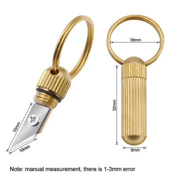 1PCS Mini žalvario kapsulės kišeninis peilis nešiojami pagalbiniai peiliai Išgyvenimo peilis Raktų pakabukas Pakabukas Laiškų paketų atidarytuvas