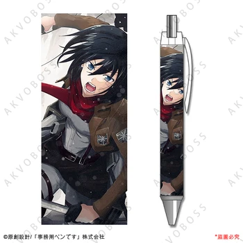 1Pcs Gel Pen Attack on Titan Mikasa Ackerman Hanji Zoe Anime Pattern Black Refill Student Exam Supplies Caneta Customizable