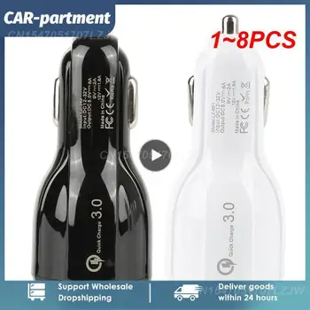 1~8PCS 6A QC3.0 Universalus dvigubas USB automobilinis įkroviklis Greito įkrovimo adapteris mobiliesiems planšetiniams kompiuteriams Automobilių priedai