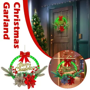 28X30cm Didelis kalėdinis vainikas durų langui Dirbtinis kabanti kalėdinė girlianda 2024 Naujųjų metų kalėdinis ornamentas