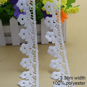 3.3cm pločio balto poliesterio siuvinėjimo gėlės nėrinių juostelės audinys gipiūro 
