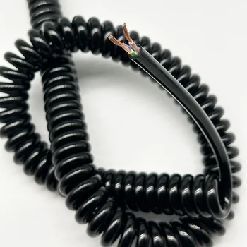 3 šerdys spyruoklinis spiralinis kabelis ritininė viela 0.7 kvadratas 2.5m 5mm 7.5m out dia 6-9mm spyruoklinis elektros kabelis prailginamas laidas