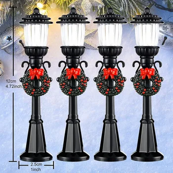 4 vnt mini kalėdinė lempa posto traukinio lempa miniatiūrinė gatvės lempa Dekoratyviniai žibintai 