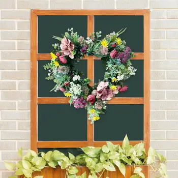 40cm Priekinių durų vainikas Žalias eukalipto lapai Dirbtinės gėlės Girlianda namų biurui Pavasaris Vasara Valentino diena