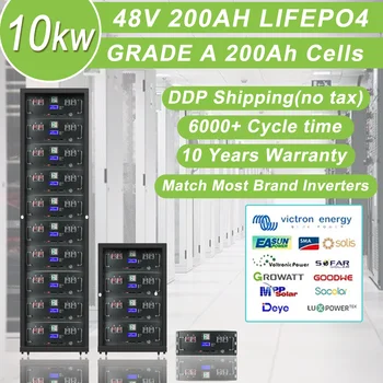 48V 100Ah 200ah LifePO4 baterija Įmontuotas BMS 5.12kWh 32 lygiagretus CAN / RS485 ryšio protokolas Ličio jonų baterija ES be mokesčių