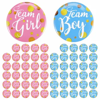 60-piece Gender Display Pin Boy and Team Girl Button Pin Baby Shower Button Pink Button for Baby Party Reikmenims
