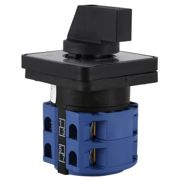 AC660V 25A 2 polių 3 padėčių momentinis plastikinis sukamasis perjungimo jungiklis mėlynas + juodas