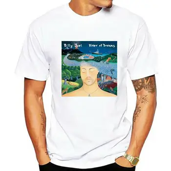 Billy Joel River Of Dreams Albumo viršelis Vyriški balti marškinėliai Vasariniai trumpomis rankovėmis Medvilniniai marškinėliai Mada O-kaklo trišakiai vyriški viršutiniai marškinėliai