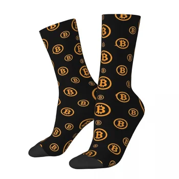 Bitcoin logotipo modelio kojinės Harajuku prakaitą sugeriančios kojinės visą sezoną Ilgos kojinės Priedai vyrui Moteris Gimtadienio dovana