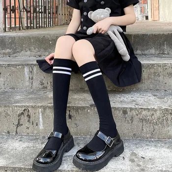 CHAOZHU 1 pora Japonų laisvalaikio vidurinė mokykla Plona pavasario šerdis viela Mezgimas Ilgos kojinės mergaitėms Moterys Slėginės kojinės