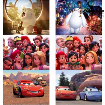 Disney personažai Deimantų tapyba Big Hero 6 automobiliai Princesės kryžiaus dygsnis Pilnas pastos mozaikos kalnų krištolas svetainės namų dekorui