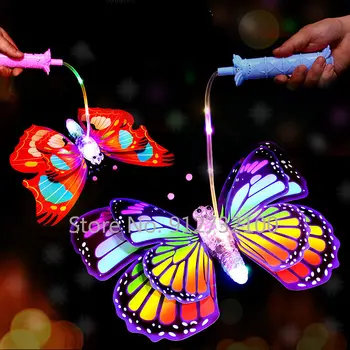 Elektrinis drugelis nešiojamas žibintas vaikiškas žaislas muzika sparnai mirksintis drugelis apšviestas LED Švytintis mirksintis Spalvingas drugelis