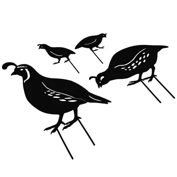 Geležinis lietinio gyvūno kuolas statula putpelių šeimos kiemo dekoras Juodojo metalo sodo silueto paukščių vejos dekoravimas