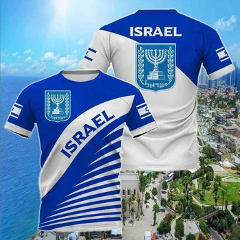 Izraelio vėliavos marškinėliai Vyriški marškinėliai Izraelis Trumpomis rankovėmis Viršugalviai Vasariniai oversized vyriški drabužiai 3D PrintedTees XXS- 6xl