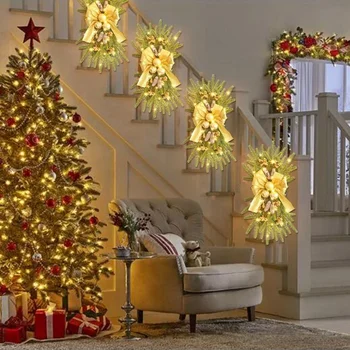 Kalėdiniai laiptai Vainiko pakabukai Kabantis kalėdinis vainikas Priekinių durų langas Siena Šventinis vakarėlis Kalėdinė dekoracija