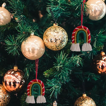 Kalėdiniai papuošalai Boho stiliaus vaivorykštės kutai Sieniniai kabantys kūrybingi rankomis austi Kalėdų eglutės pakabukai Naujųjų metų vaikų dovanų namų dekoras