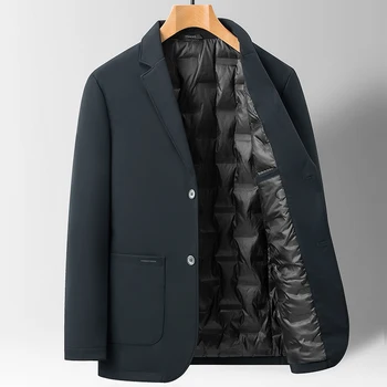 Klasikinis ruduo 2023 m. žiema Vyriškos Anties Down Blazers&Suit Business Casual Solid Warm Down Liner kostiumai Striukė Slim Fit Puffer Coats