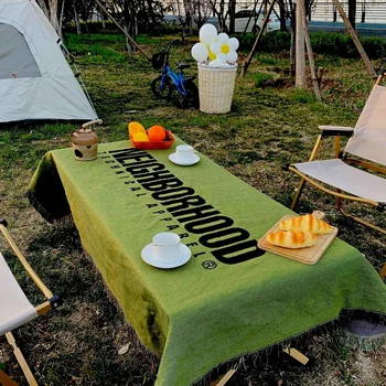 Lauko kempingas Megztas žalias Neigh antklodė Gobelenas Pikniko kilimėlis Sofos mesti antklodė Dekoratyvinė staltiesė Sofos užvalkalas