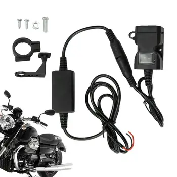Motociklo įkroviklis Vandeniui atsparus greitas maitinimo adapteris Dvigubas USB greitasis įkroviklis su dulkėms atspariu dangteliu mobiliųjų telefonų planšetiniams kompiuteriams GPS