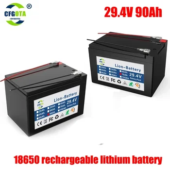Naujas 29.4v 18650 ličio baterijų paketas 7s3p 90Ah įmontuota didelės srovės BMS baterija purkštuvams Elektromobilis Batterie+Charger