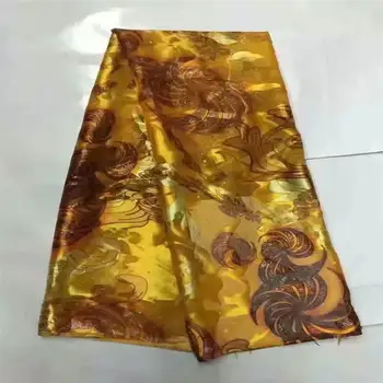 Naujausias mados dizainas Afrikos minkšto šilko audinys drabužiui tvarkingas siuvinėjimas ant medžiagos šilko audinio 5 jardai. L11213