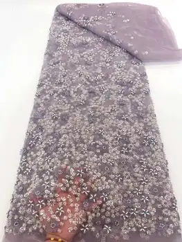 Nauji sunkaus dizaino perlai su gėlėmis 3D siuvinėjimas Prancūziški tinkliniai verpalai Afrikos Nigerijos audinys vestuvėms/ vakarinių suknelių vakarėlis
