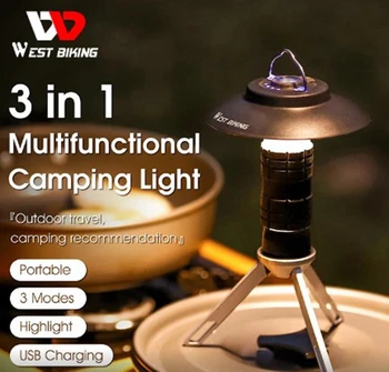 Nešiojama kempingo lemputė su magnetiniu USB įkraunamu 3 apšvietimo režimais Kempingo žibintas Lauko LED žibintuvėlis Palapinės stovyklos reikmenys