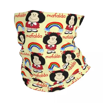 Quino Comic Mafalda Rainbow Bandana Kaklas šiltesnis Vyrai Moterys Žiemos žygiai Slidinėjimo šalikas Gaiter Argentinos animacinis filmas Veido viršelis