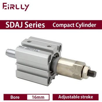 SDAJ serijos skylė16mm Reguliuojamas taktas kompaktiškas oro cilindras dvigubo veikimo SDAJ16x20-20S SDAJ16X30-20S-B SDAJ16X40-30