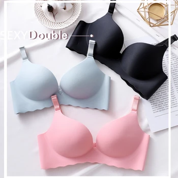 Sexy Bra Corset Candy Color Wireless One-Piece Breathable Bottom Collect Push Up Apatinis trikotažas Besiūlė Bralette Soutien Gorge
