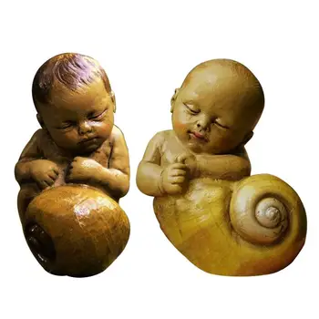 Sraigių kiemo ornamentas su kūdikių namų stalo ornamentu Mini sraigių figūrėlės Dervos sraigių žaislai vaikams lauko tvenkinyje