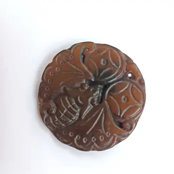 Vintage Jade Pakabukas Amuletas Rankų darbas Carven Money Bat Bless Hanging Bring Wealth Lucky