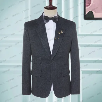 Vyriško kostiumo švarkas vyriškam vestuvių rinkiniui Šviesiai juodas įpjautas atlapas Viengubas krūtinė Oficialus biuro švarkas One Piece Slim Fit 2023