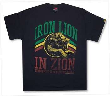 Zion Rootswear Nelaiminga geležinio liūto gentis Judo juodi marškinėliai Nauji Bob Marley