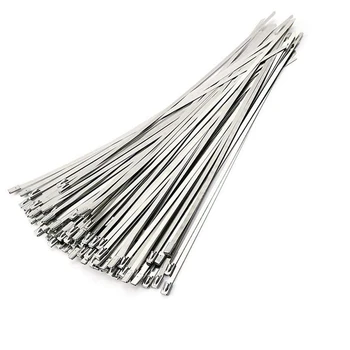nerūdijančio plieno kabelių kaklaraiščiai, 100 vnt 7,9 colio sunkaus našumo savaime užsifiksuojančio kabelio užtrauktukai, metaliniai išmetimo apvyniojimo fiksavimo kaklaraiščiai