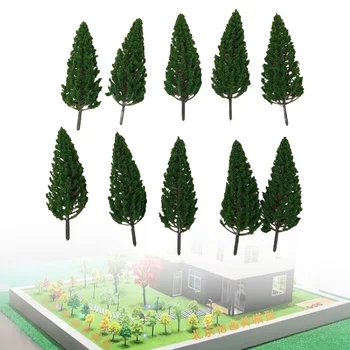Žalias pilnas medžių išdėstymas 10vnt Priedai Dekoras svarstyklėms Dovanų modelis Plastikinis geležinkelis SL-16059 Medžiai Naudingi