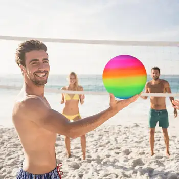 1 vnt Vaivorykštės paplūdimio kamuolys Pripučiamas vasaros paplūdimio kamuolys Baseinas Plaukimas Guma Vaivorykštė Paplūdimys Tinklinis Sodas Žaidimas Net Kids Žaislas