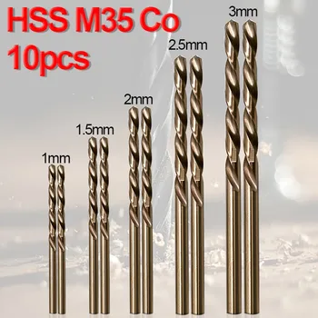 10 PCS Twist-Drill Bits Set M35 Kobalto turintis HSS elektrinis gręžtuvas 1-3mm universalus kieto lydinio plieno skylių gręžimo įrankiui