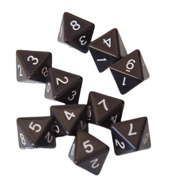 10Pcs/set 2021 Foreign Trade Hot Sale Black Dice Multi-faceted Numbers 4 6 8 10 12 20 Face Dice Dnd
