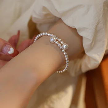 1PCS Perlų apyrankės imitacija Ištempiama perlų apyrankė Perlų apyrankė moterims Vestuvių papuošalų dovana