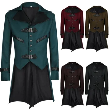 2022 New Men Steampunk Trench Paltas Vintage Prince paltas Viduramžių renesanso švarkas Viktorijos laikų Edwardian Cosplay kostiumas