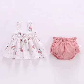 2Pcs/Set Summer Thin Newbaby Clothes For Girls Set Print Mini Dress And PP Shorts Infant Baby Clothing Apranga 6-24Months